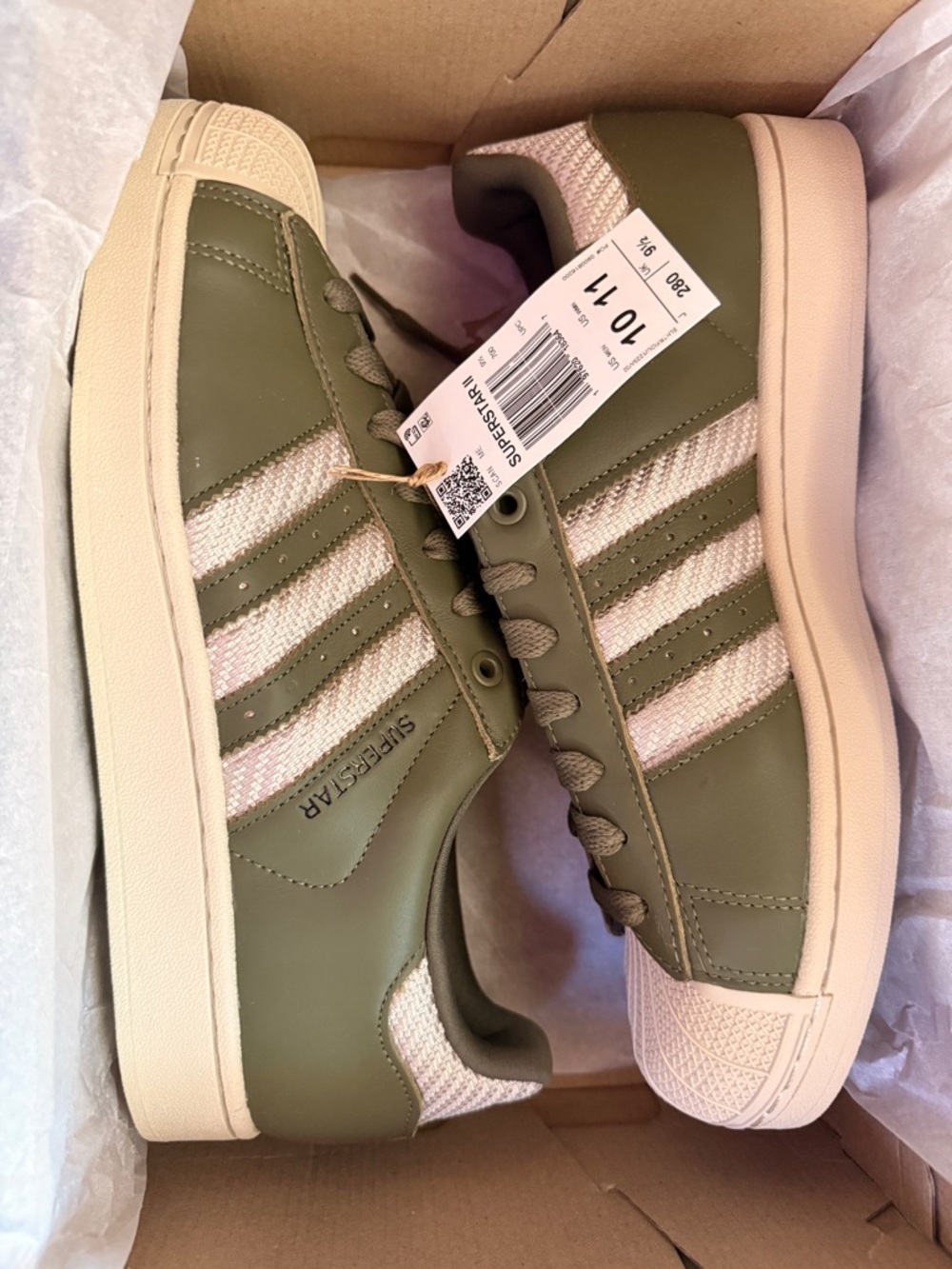 adidas Superstar II Sneakers Medium Dark Khaki Size 10 Men 11 Women New in Box